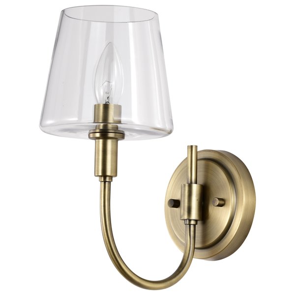 Nuvo Brookside 1-Light Sconce Vintage Brass Clear Glass 60/7881